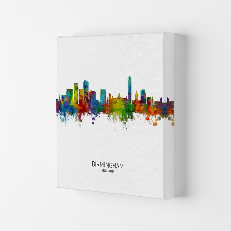 Birmingham England Skyline Portrait Art Print by Michael Tompsett Canvas