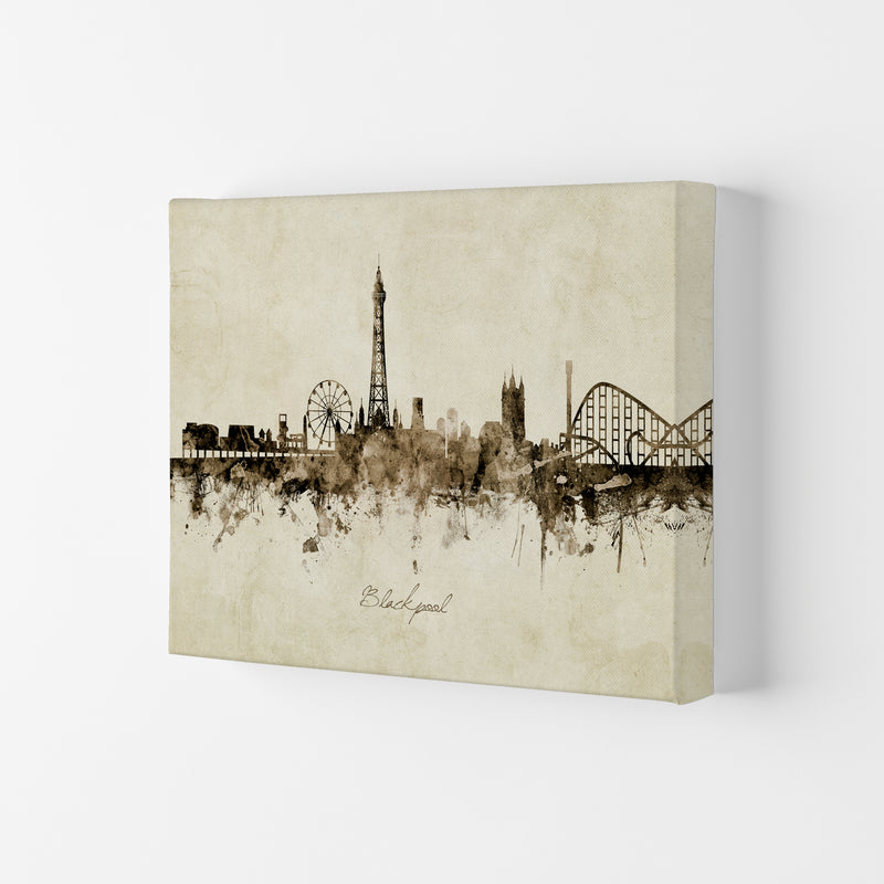 Blackpool England Skyline Vintage Art Print by Michael Tompsett Canvas