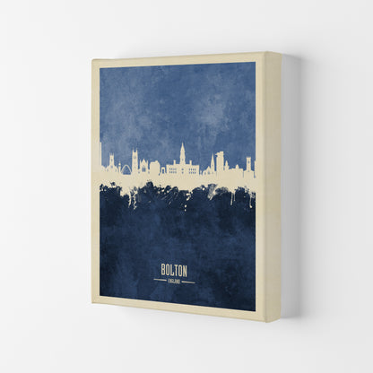 Bolton England Skyline Portrait Navy Art Print by Michael Tompsett Canvas