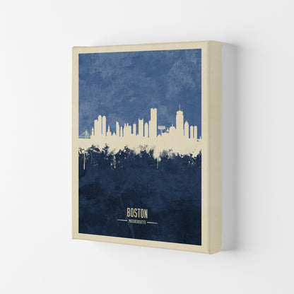 Boston Massachusetts Skyline Portrait Navy Art Print by Michael Tompsett Canvas