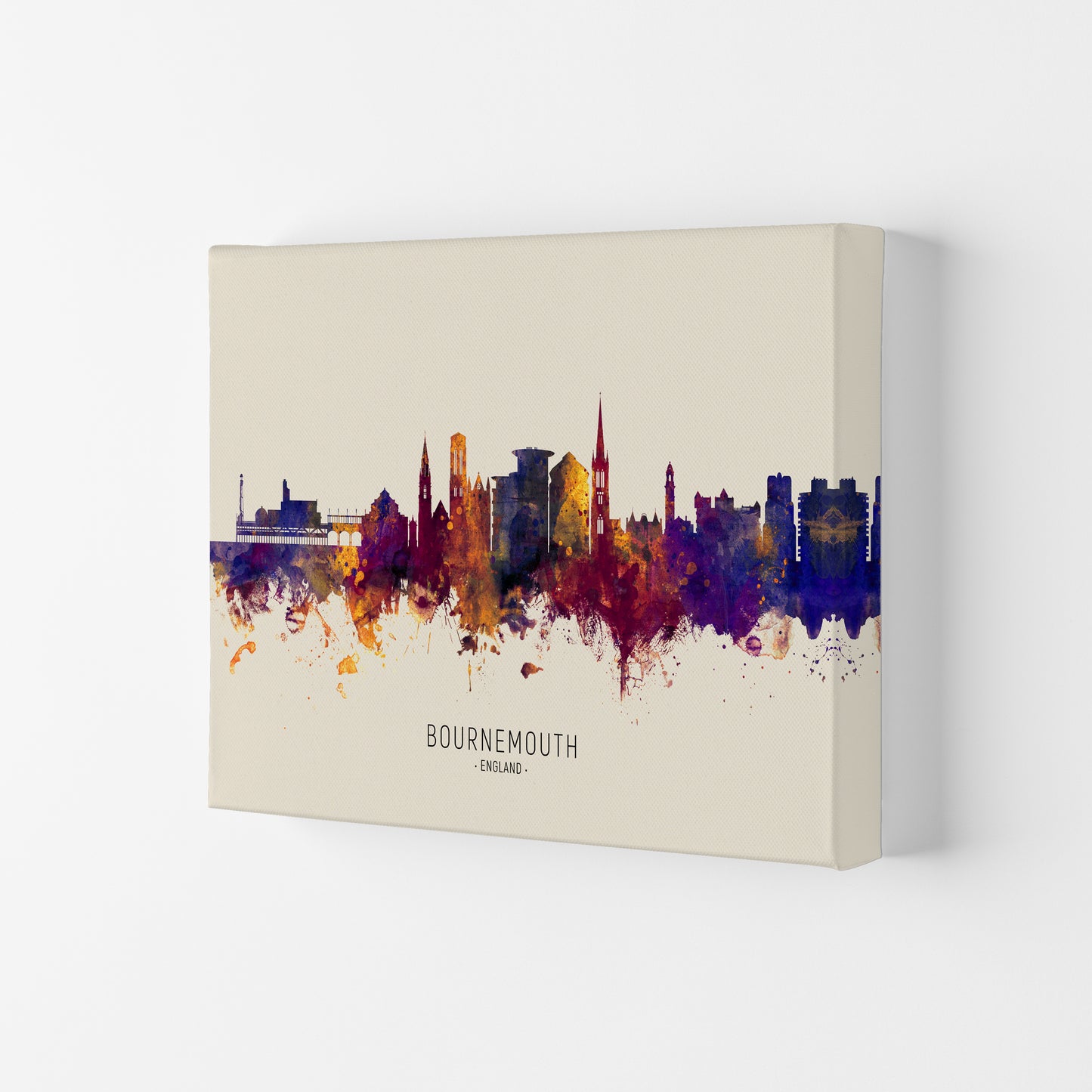 Bournemouth England Skyline Autumn City Name Art Print by Michael Tompsett Canvas