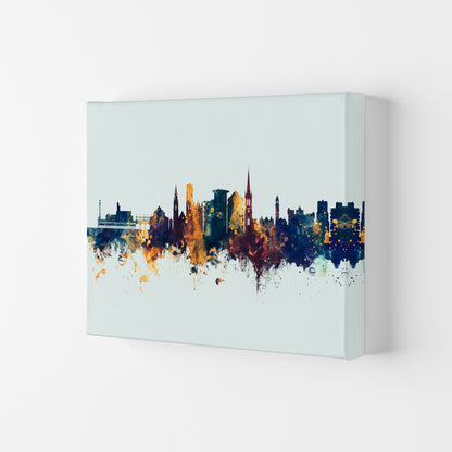 Bournemouth England Skyline Blue Orange Art Print by Michael Tompsett Canvas