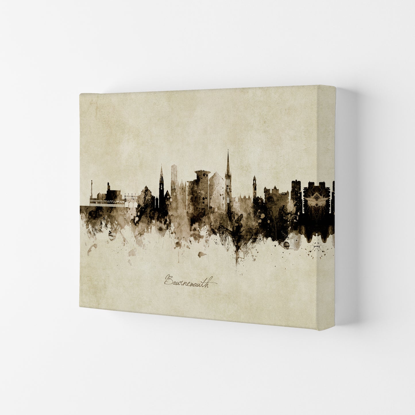 Bournemouth England Skyline Vintage Art Print by Michael Tompsett Canvas