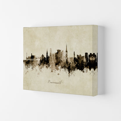 Bournemouth England Skyline Vintage Art Print by Michael Tompsett Canvas