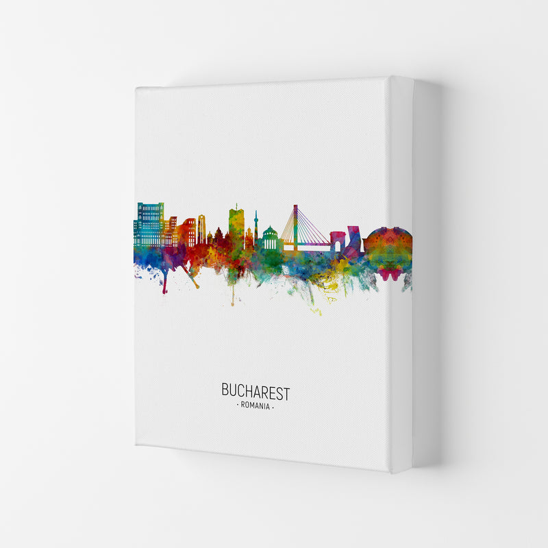 Bucharest Romania Skyline Portrait Art Print by Michael Tompsett Canvas