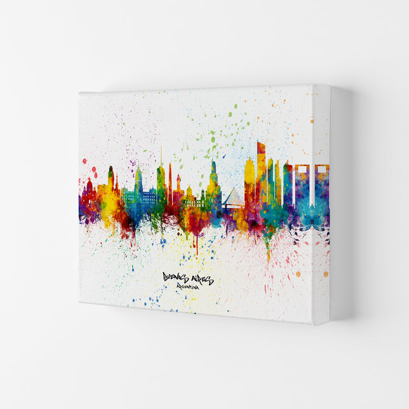 Buenos Aires Argentina Skyline Splash Art Print by Michael Tompsett Canvas