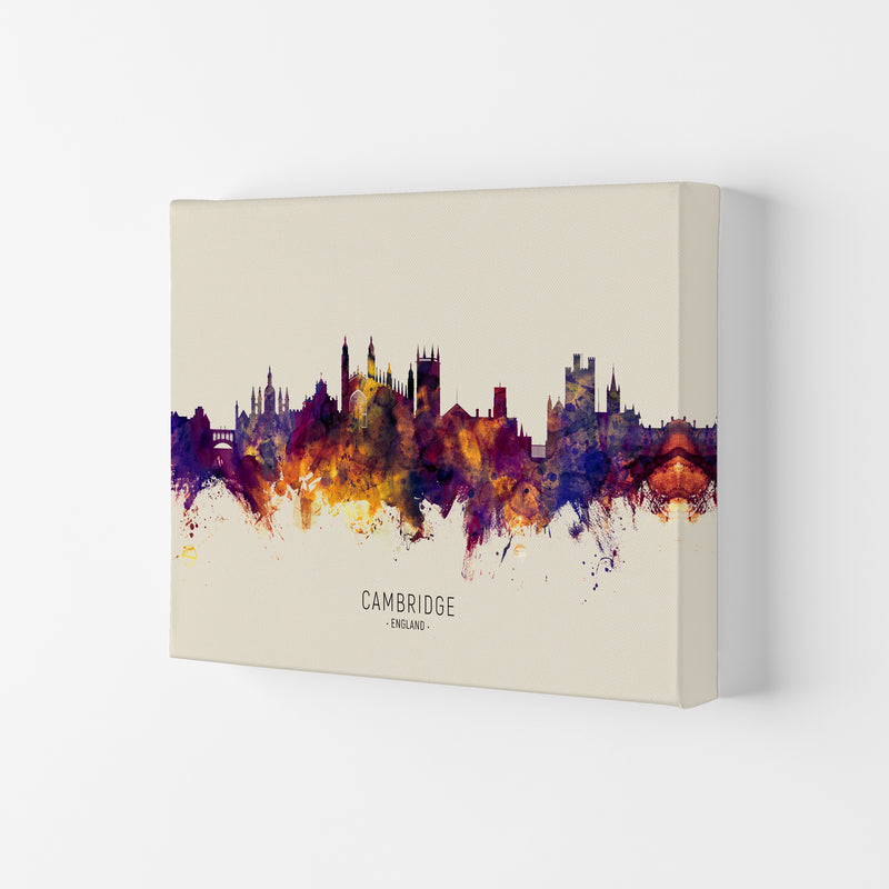 Cambridge England Skyline Autumn City Name Art Print by Michael Tompsett Canvas