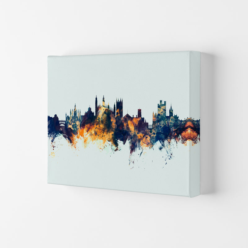 Cambridge England Skyline Blue Orange Art Print by Michael Tompsett Canvas