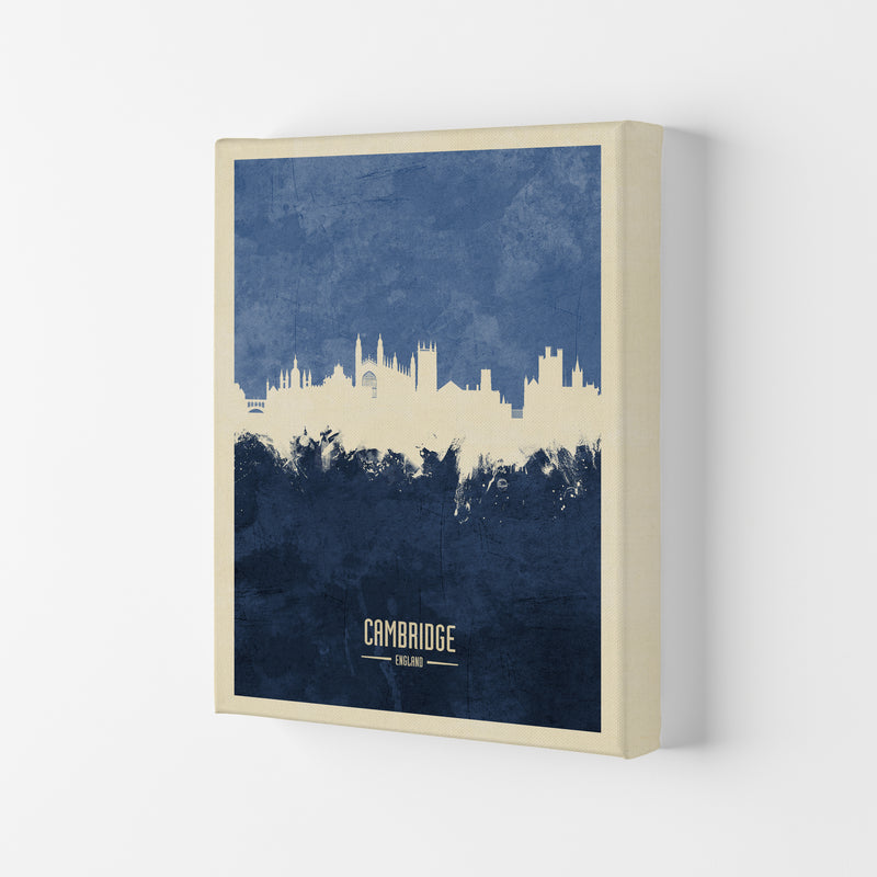 Cambridge England Skyline Portrait Navy Art Print by Michael Tompsett Canvas