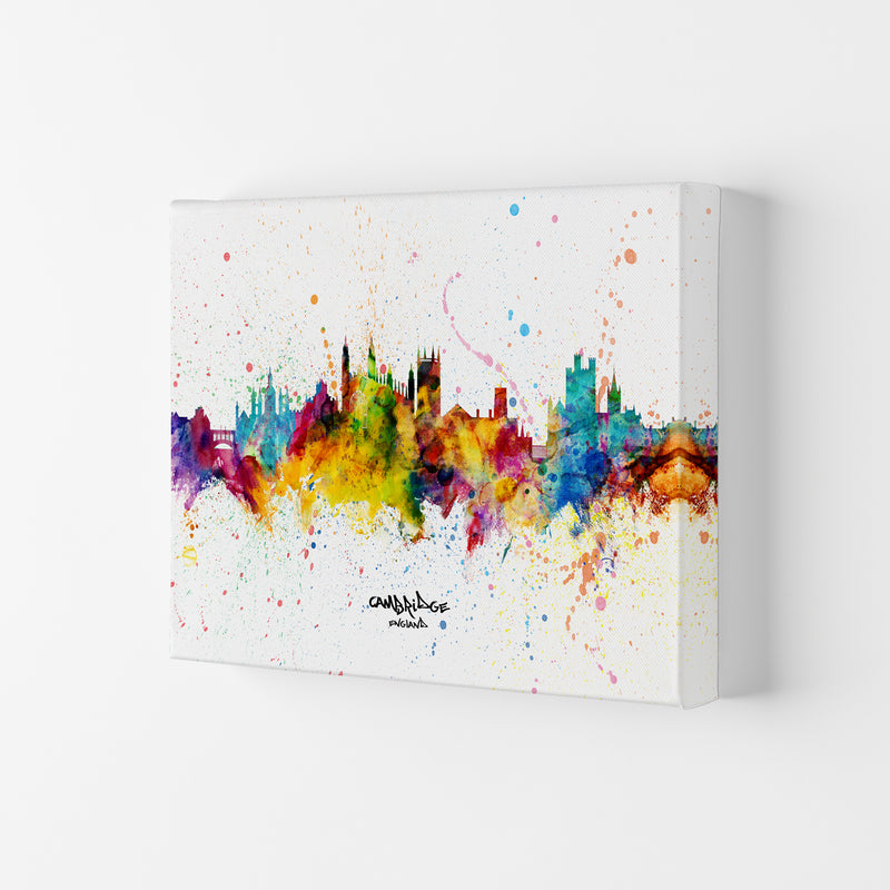 Cambridge England Skyline Splash Art Print by Michael Tompsett Canvas