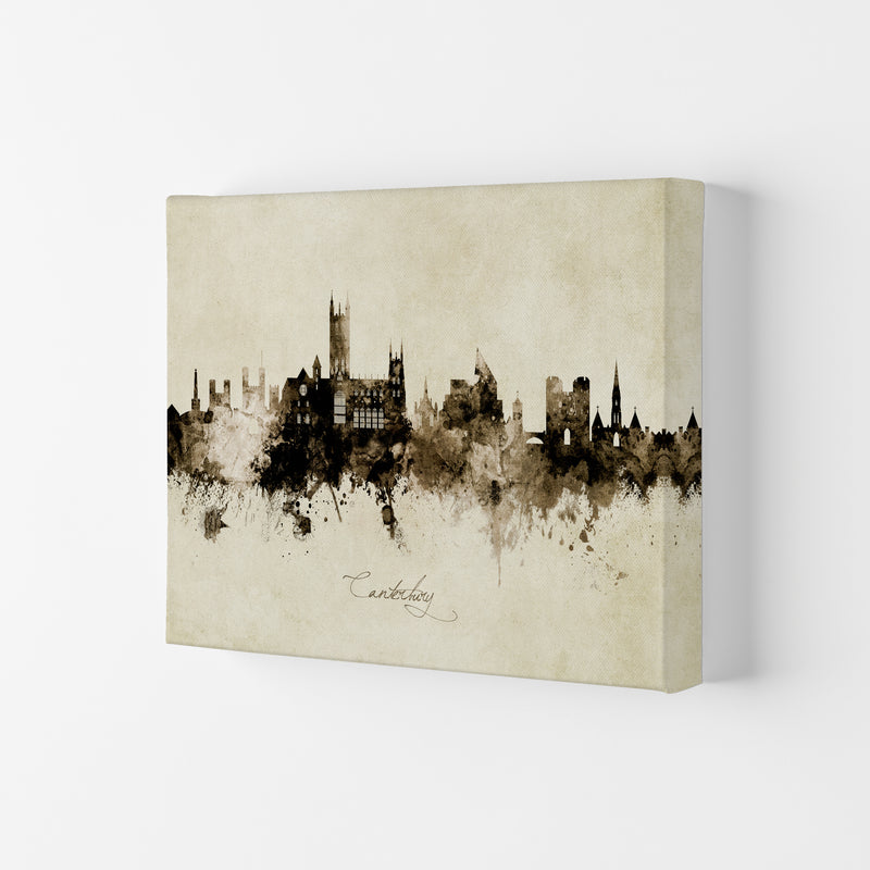 Canterbury England Skyline Vintage Art Print by Michael Tompsett Canvas