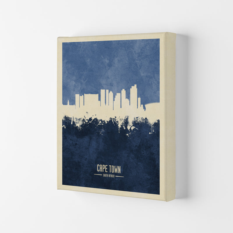 Cape Town South Africa Skyline Portrait Navy Art Print by Michael Tompsett Canvas