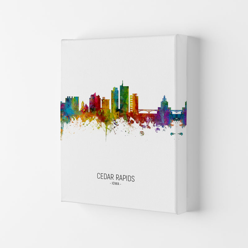Cedar Rapids Iowa Skyline Portrait Art Print by Michael Tompsett Canvas