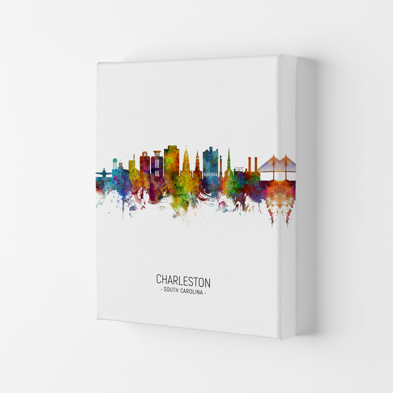 Charleston South Carolina Skyline Portrait Art Print by Michael Tompsett Canvas