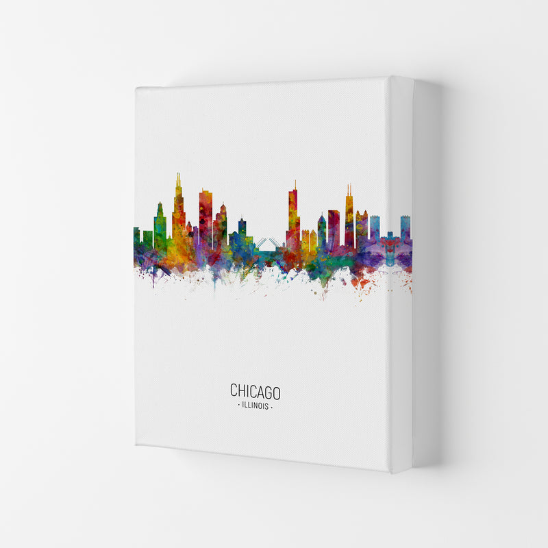 Chicago Illinois Skyline Portrait Art Print by Michael Tompsett Canvas