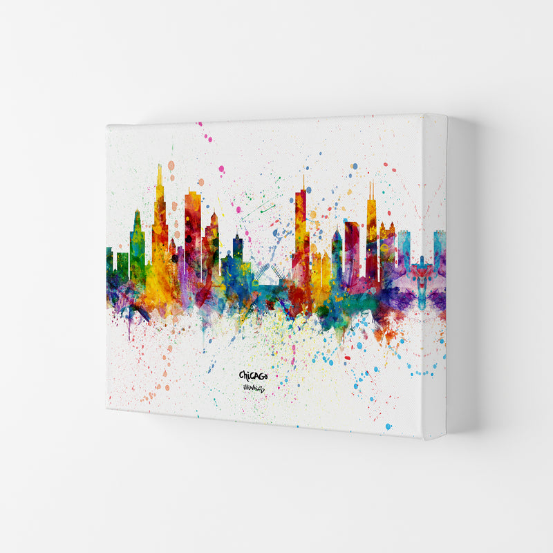 Chicago Illinois Skyline Splash Art Print by Michael Tompsett Canvas