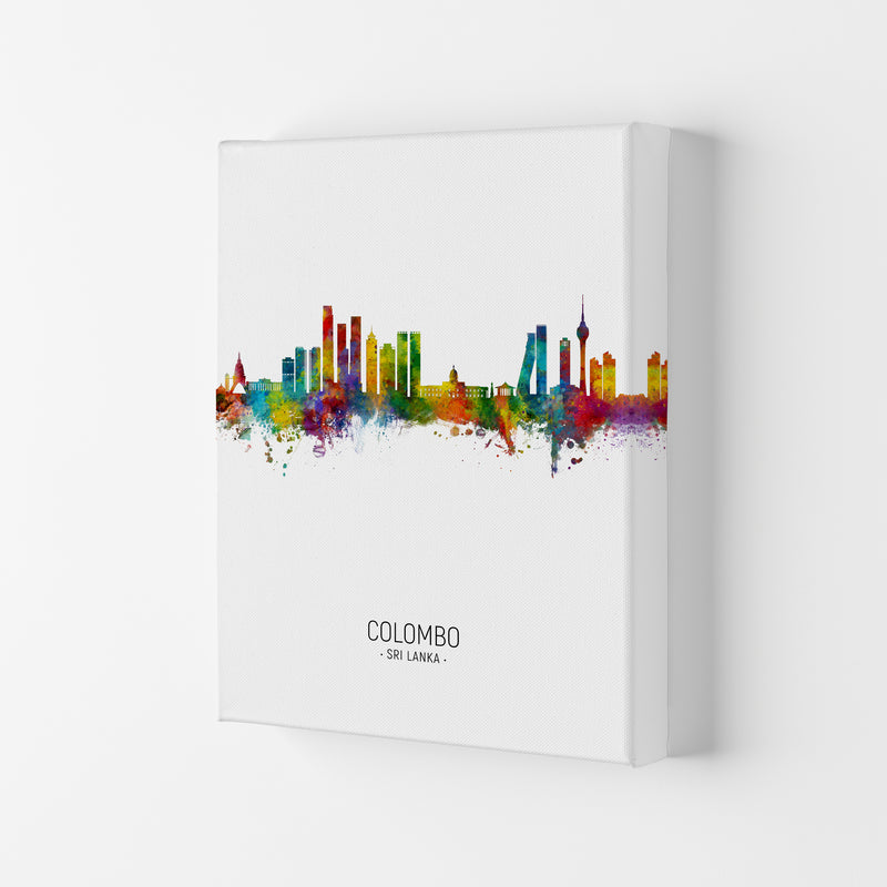 Colombo Sri Lanka Skyline Portrait Art Print by Michael Tompsett Canvas
