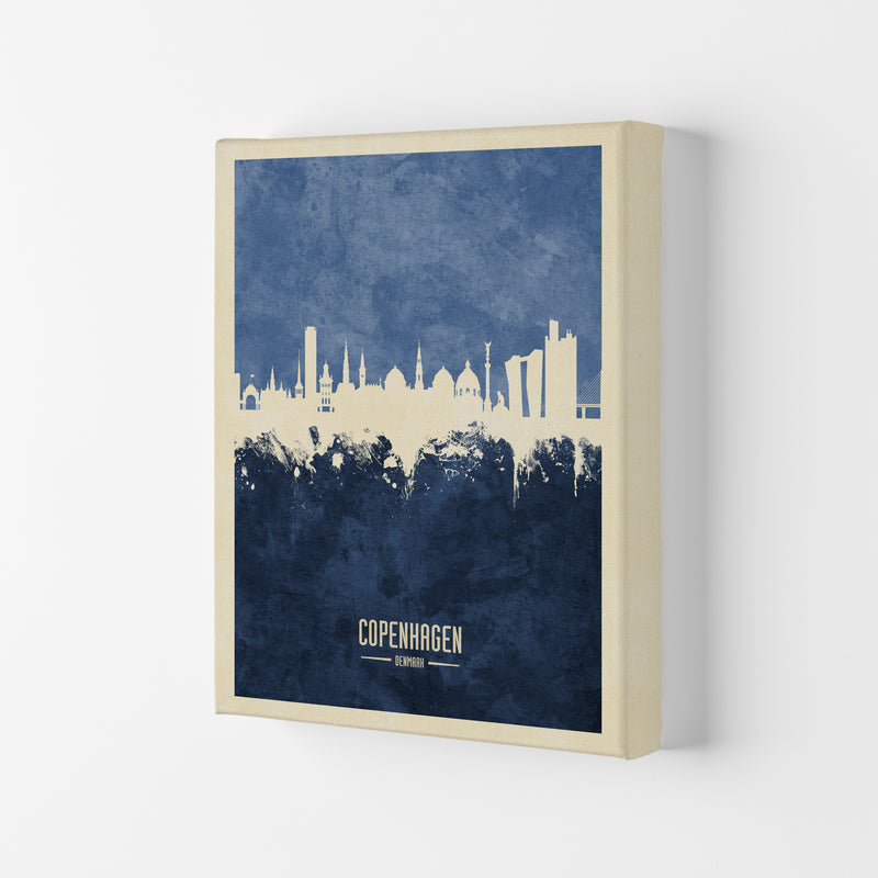 Copenhagen Denmark Skyline Portrait Navy Art Print by Michael Tompsett Canvas