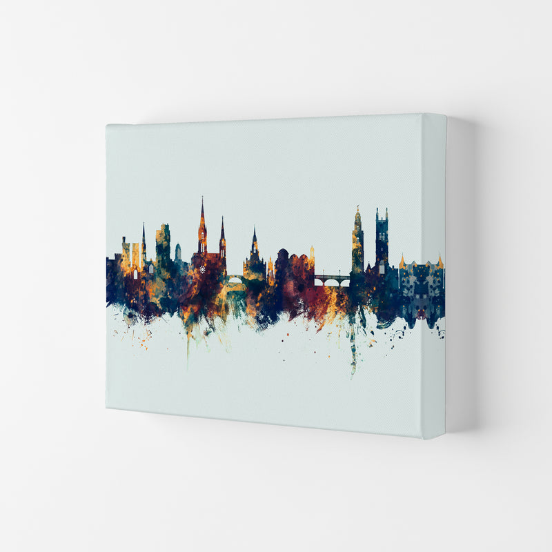 Cork Ireland Skyline Blue Orange Art Print by Michael Tompsett Canvas