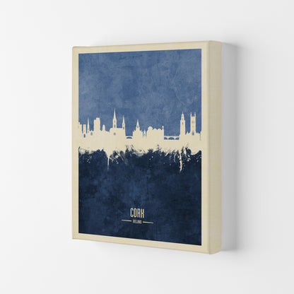Cork Ireland Skyline Portrait Navy Art Print by Michael Tompsett Canvas