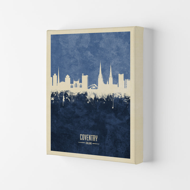 Coventry England Skyline Portrait Navy Art Print by Michael Tompsett Canvas
