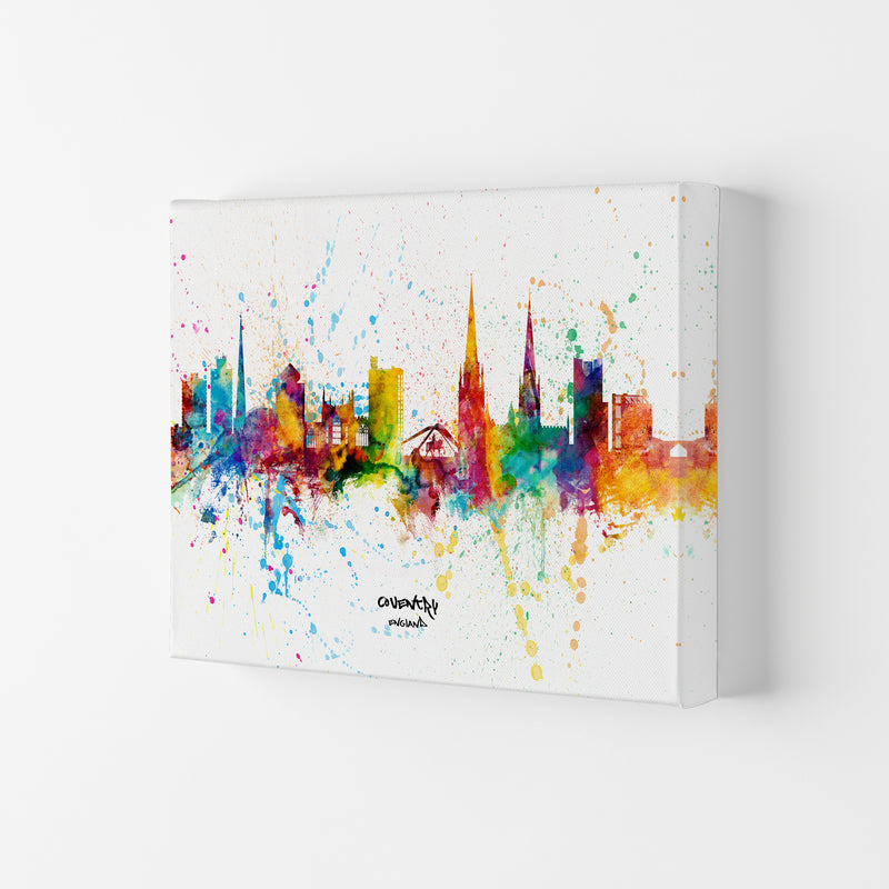 Coventry England Skyline Splash Art Print by Michael Tompsett Canvas