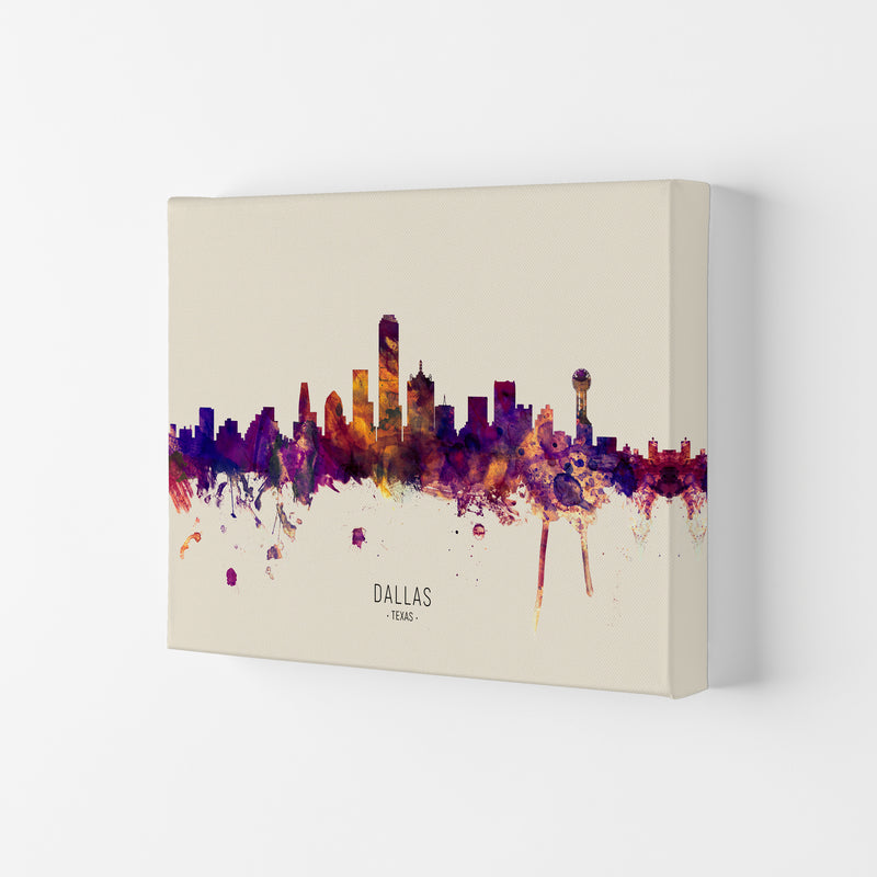 Dallas Texas Skyline Autumn City Name Art Print by Michael Tompsett Canvas
