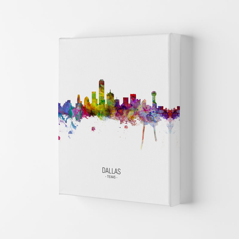 Dallas Texas Skyline Portrait Art Print by Michael Tompsett Canvas