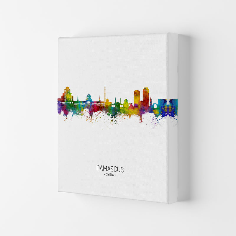 Damascus Syria Skyline Portrait Art Print by Michael Tompsett Canvas