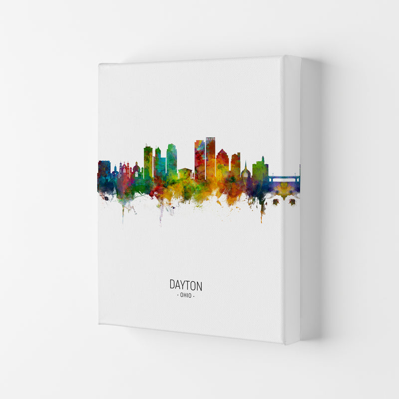 Dayton Ohio Skyline Portrait Art Print by Michael Tompsett Canvas