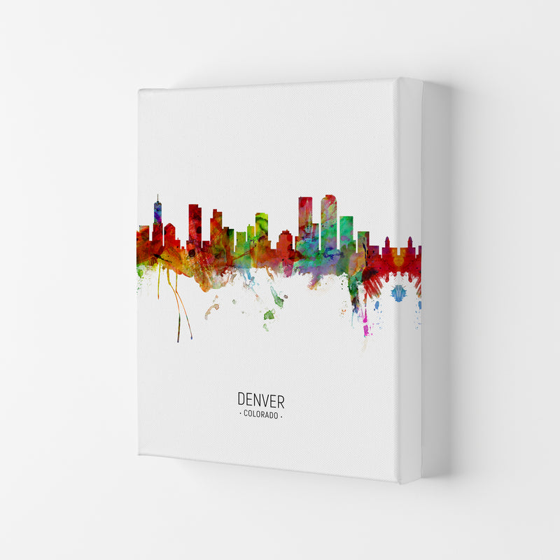 Denver Colorado Skyline Portrait Art Print by Michael Tompsett Canvas