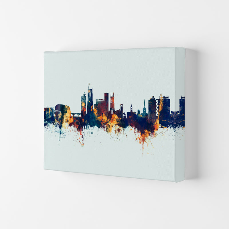Derby England Skyline Blue Orange Art Print by Michael Tompsett Canvas