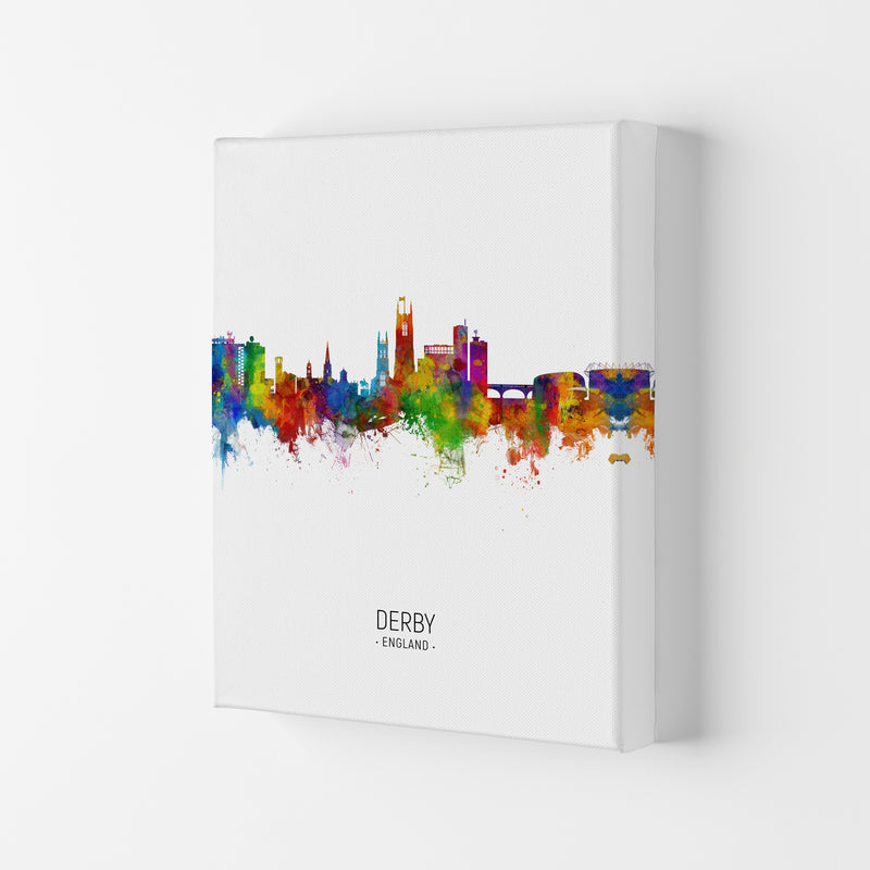 Derby England Skyline Portrait Art Print by Michael Tompsett Canvas