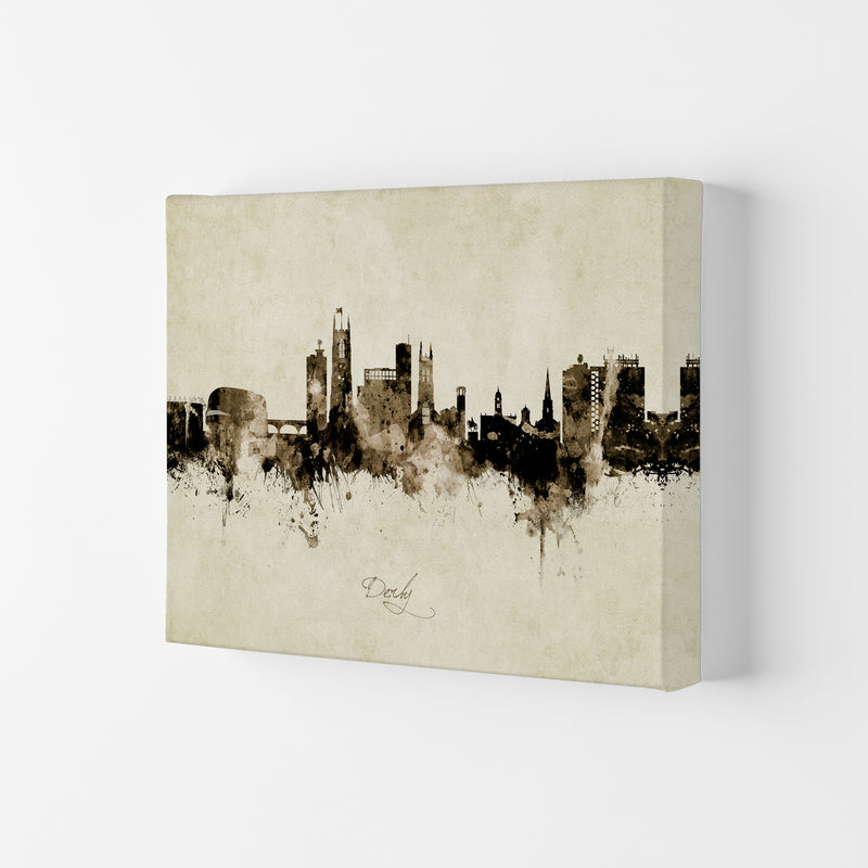 Derby England Skyline Vintage Art Print by Michael Tompsett Canvas