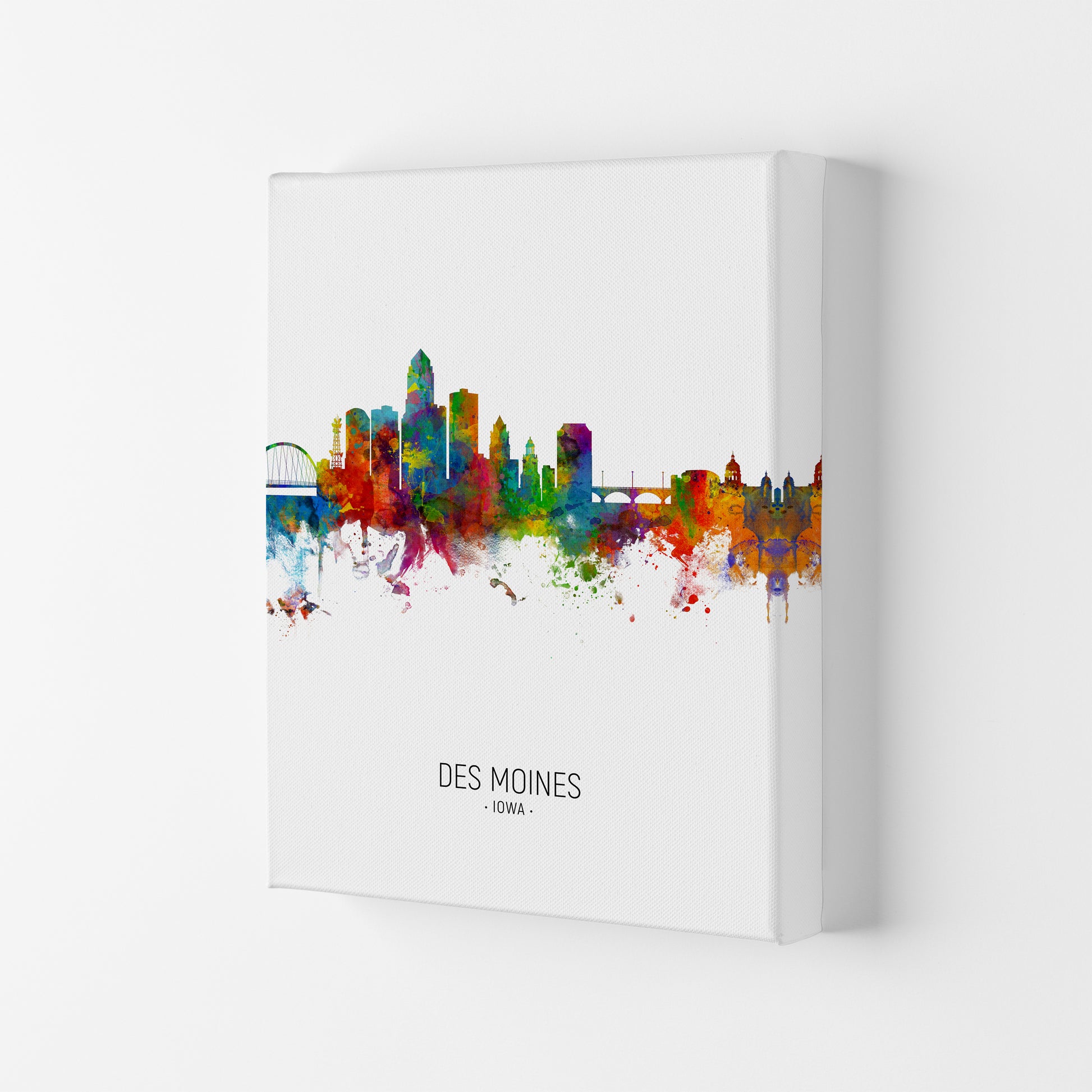 Des Moines Iowa Skyline Portrait Art Print by Michael Tompsett Canvas