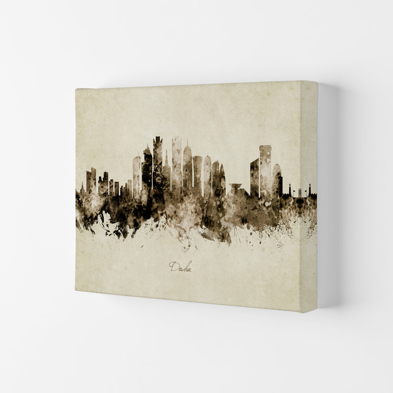 Doha Qatar Skyline Vintage Art Print by Michael Tompsett Canvas