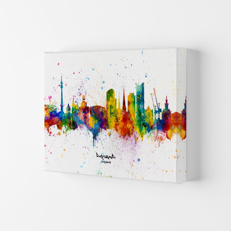 Dortmund Germany Skyline Splash Art Print by Michael Tompsett Canvas