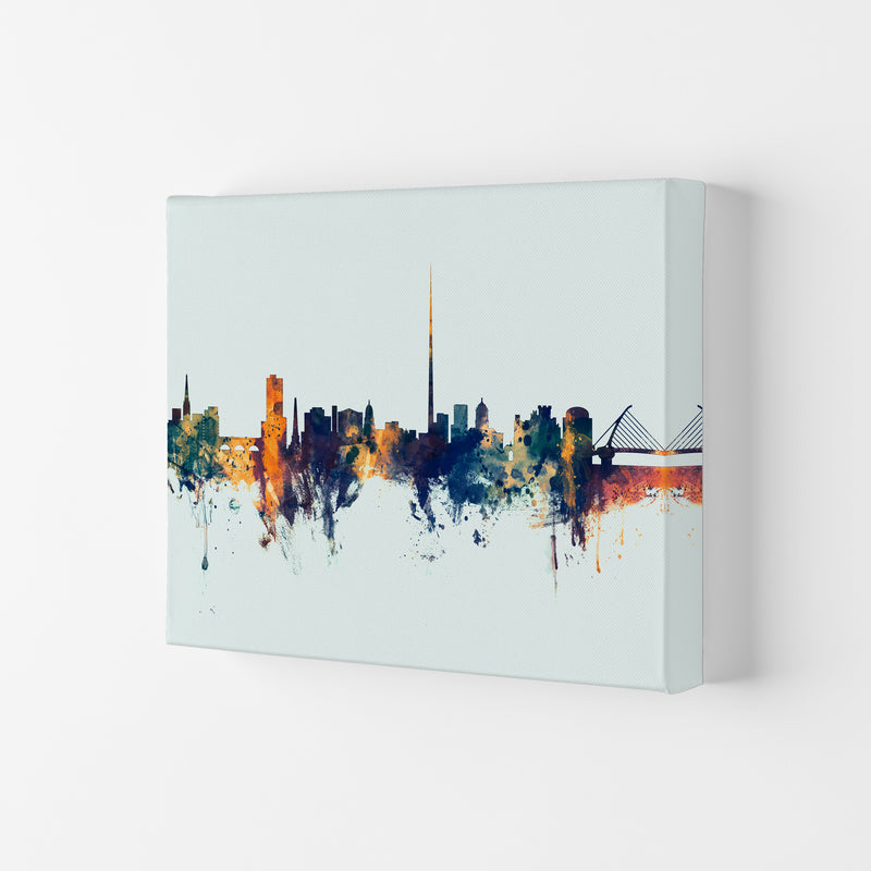 Dublin Ireland Skyline Blue Orange Art Print by Michael Tompsett Canvas