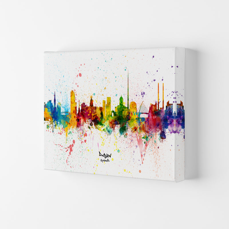 Dublin Ireland Skyline Splash Art Print by Michael Tompsett Canvas