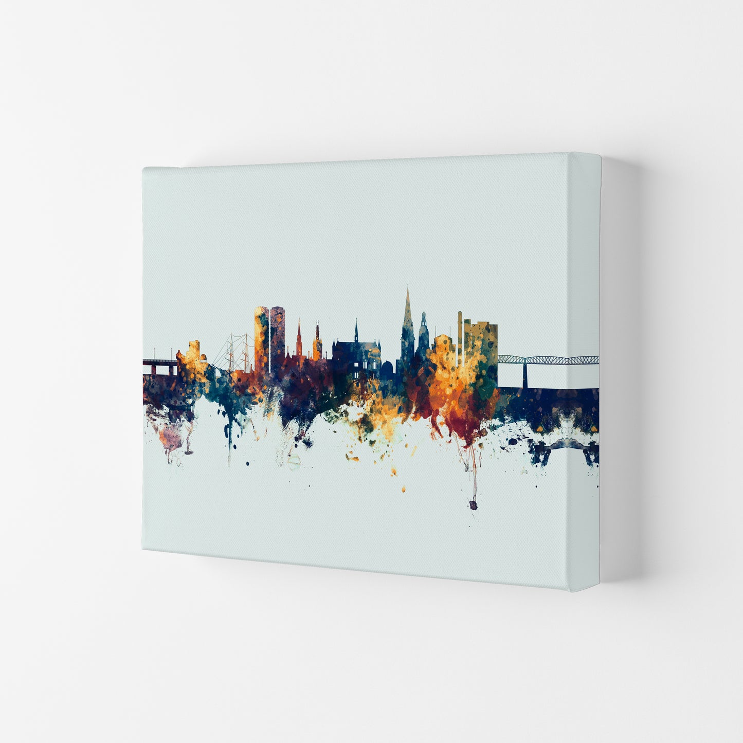 Dundee Scotland Skyline Blue Orange Art Print by Michael Tompsett Canvas