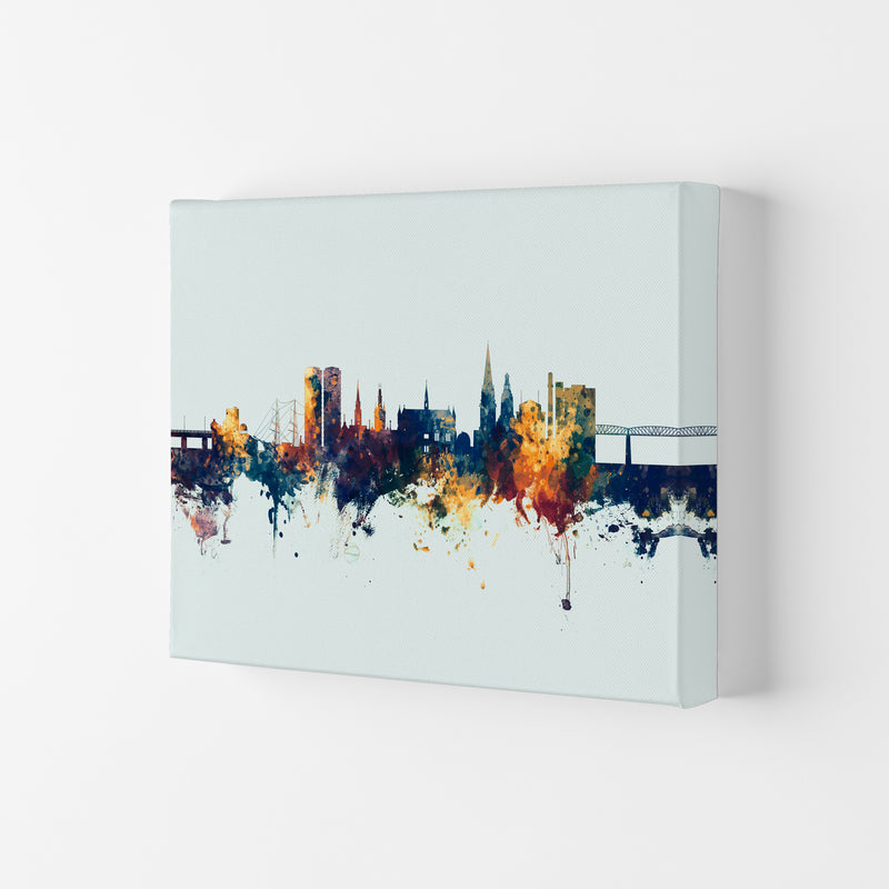 Dundee Scotland Skyline Blue Orange Art Print by Michael Tompsett Canvas
