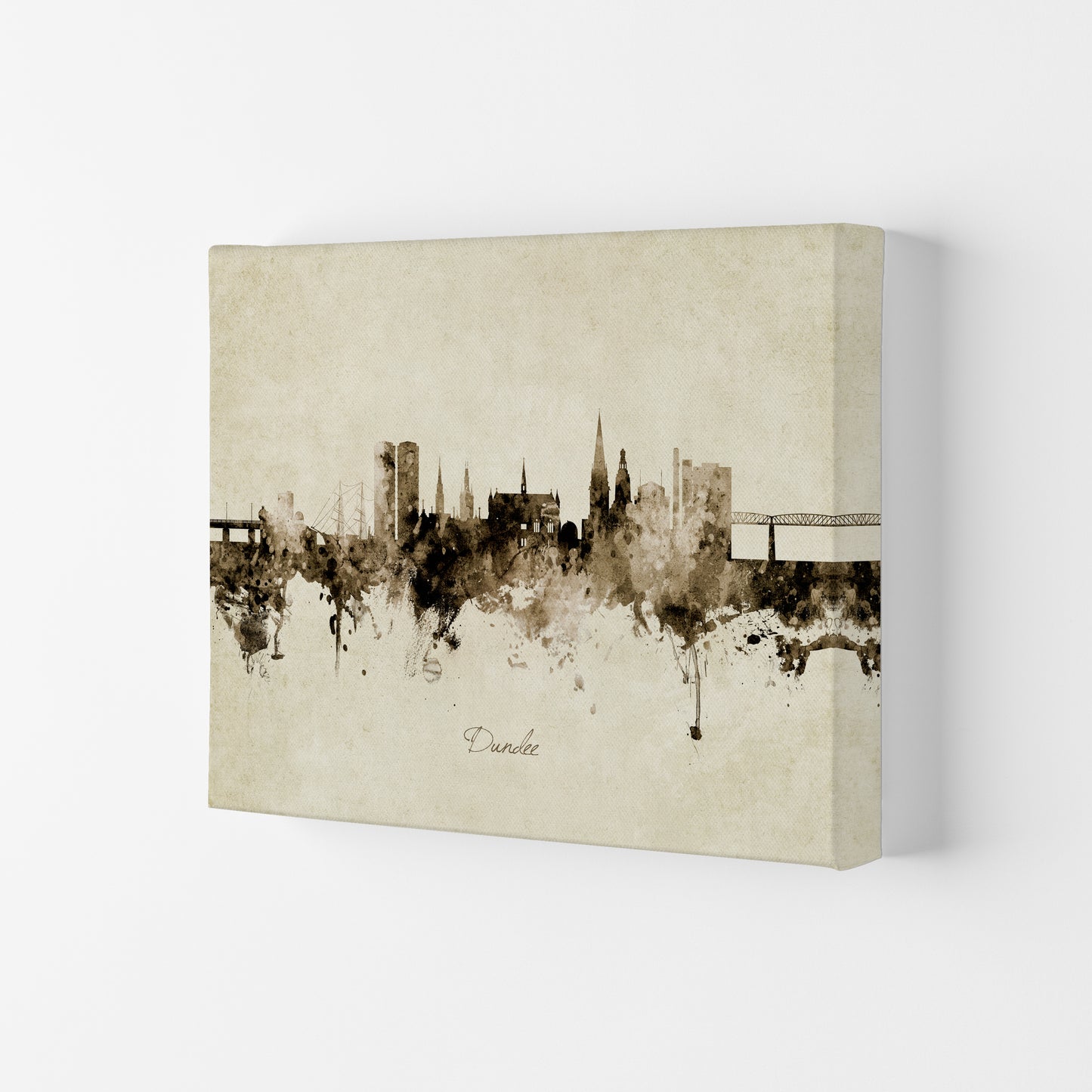 Dundee Scotland Skyline Vintage Art Print by Michael Tompsett Canvas