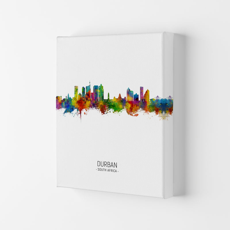 Durban South Africa Skyline Portrait Art Print by Michael Tompsett Canvas