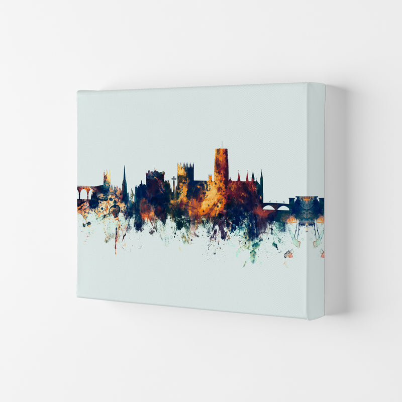 Durham England Skyline Blue Orange Art Print by Michael Tompsett Canvas