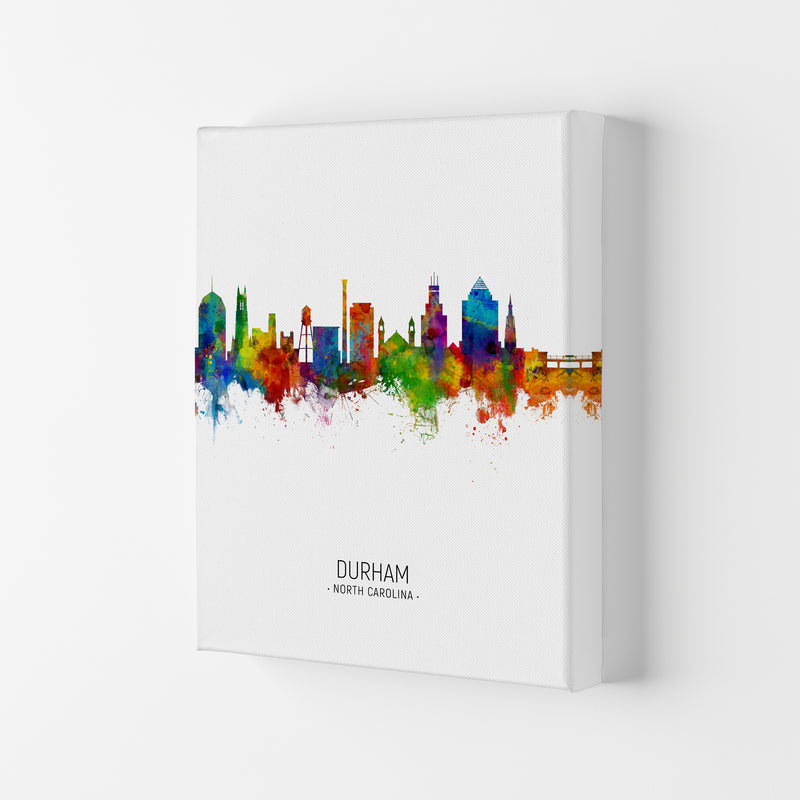 Durham North Carolina Skyline Portrait Art Print by Michael Tompsett Canvas