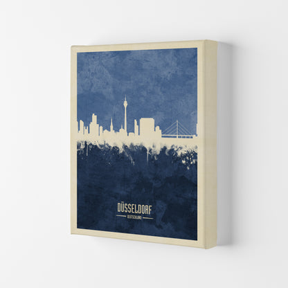 Dusseldorf Germany Skyline Portrait Navy Art Print by Michael Tompsett Canvas
