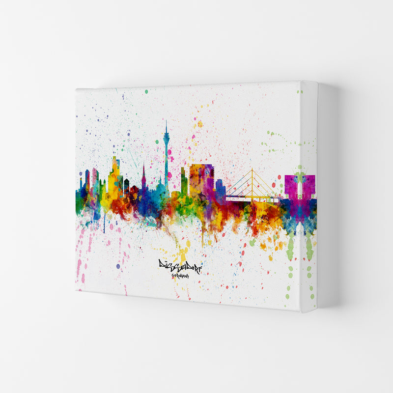 Dusseldorf Germany Skyline Splash Art Print by Michael Tompsett Canvas