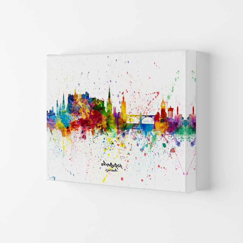 Edinburgh Scotland Skyline Splash Art Print by Michael Tompsett Canvas