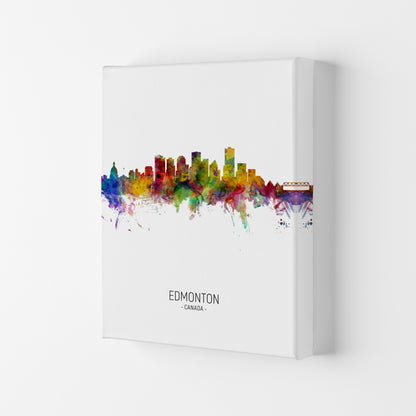 Edmonton Canada Skyline Portrait Art Print by Michael Tompsett Canvas