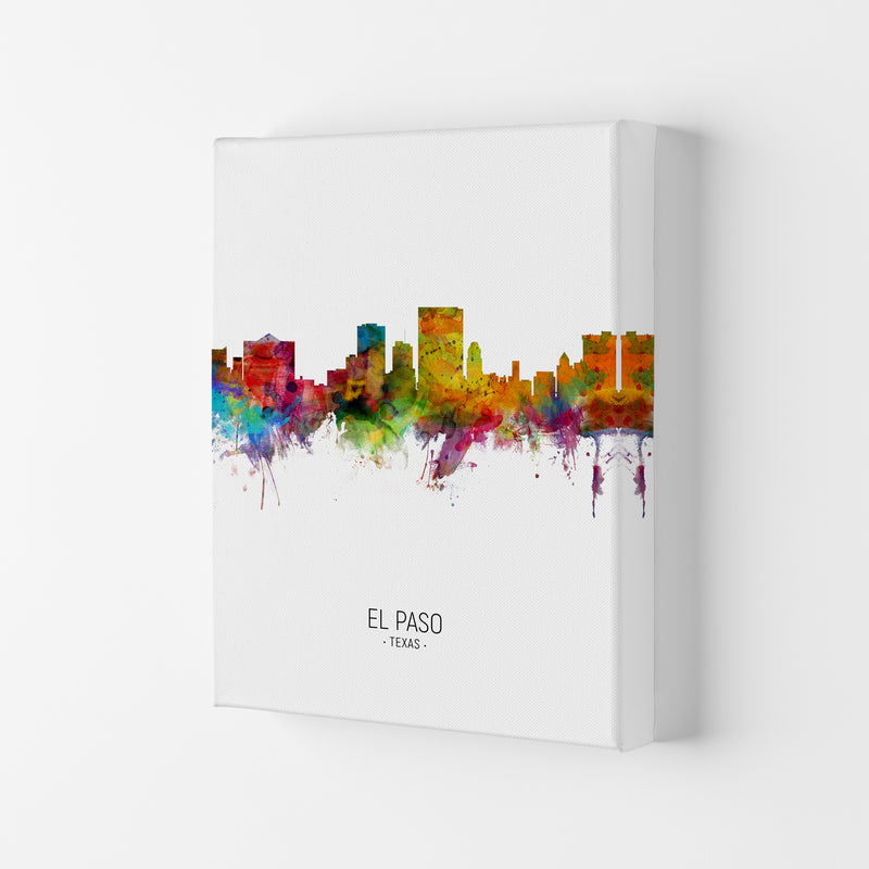 El Paso Texas Skyline Portrait Art Print by Michael Tompsett Canvas